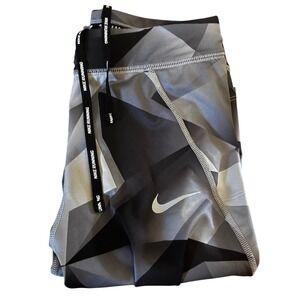 Nike DRI Fit Ladie's Leggings Sz S Gray‎ Black Print Athletic